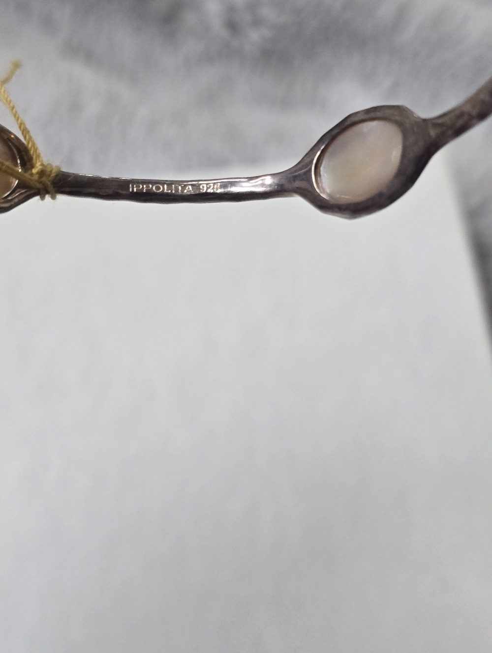 Ippolita 925  Hammered Bangle with Rock Crystals over  brown shell doublet - Picture 10 of 13